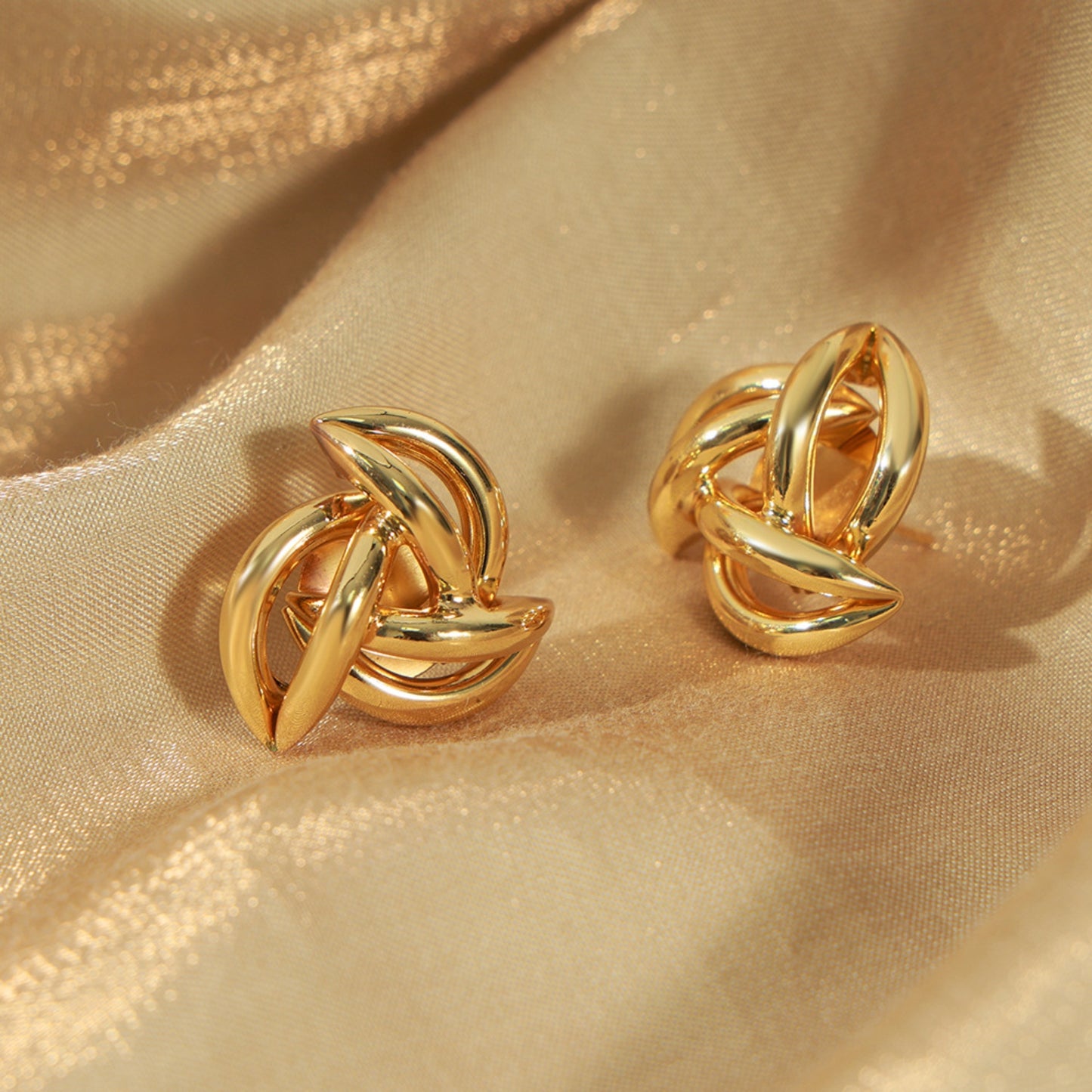 18K Gold-Plated Geometric Stud Earrings